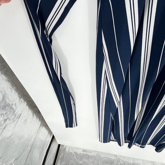 Catherines Dress Womens Size 4X Black Label Belted Navy Blue White‎ Striped - Picture 6 of 7